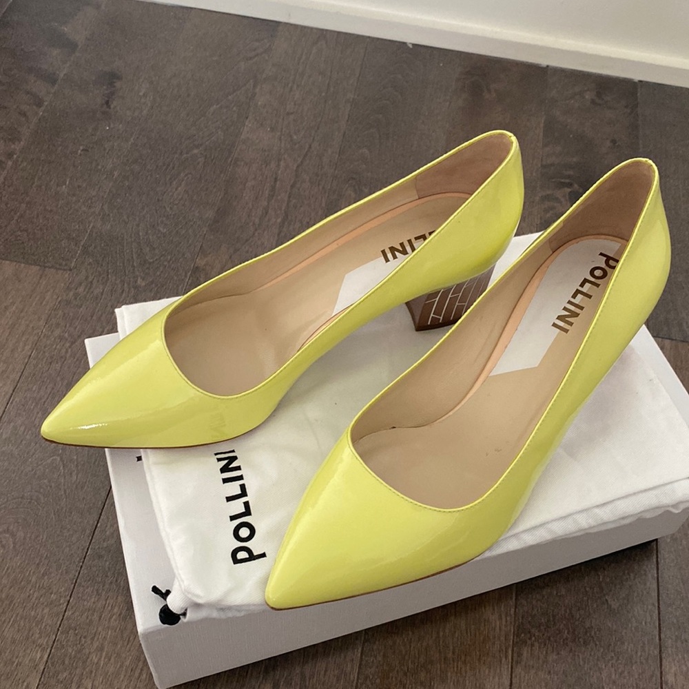 Italian designer leather pumps on a block heel
